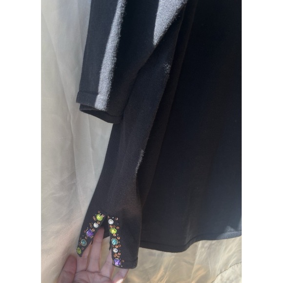 Quacker Factory Black Shirt Women's XL Jeweled Tunic 3/4 Sleeve‎ Top - Picture 4 of 6